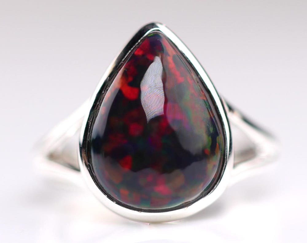 Size 6 - Black Ethiopian Opal Ring