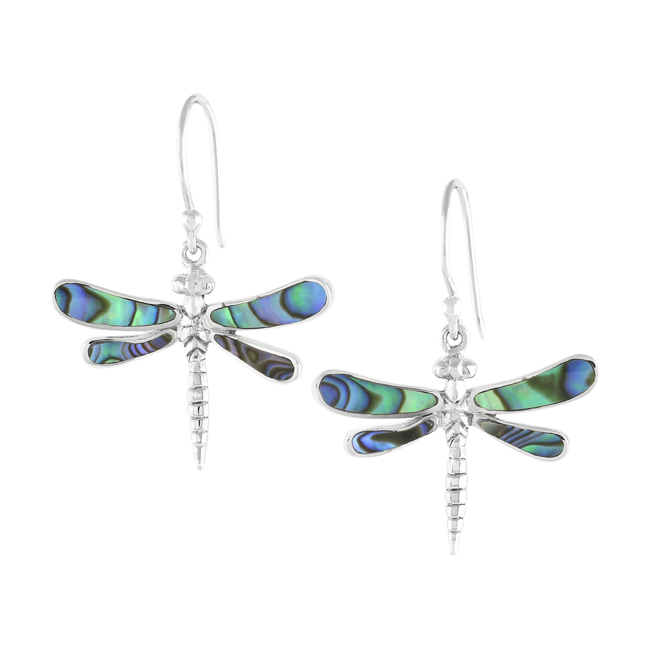 Starborn Abalone Shell Dragonfly Earrings in Sterling Silver