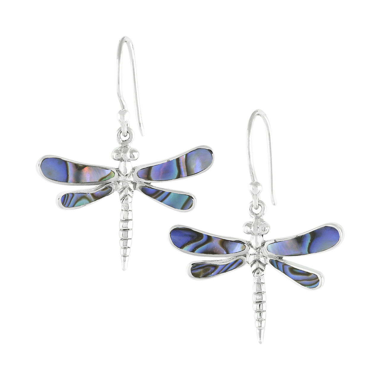 Starborn Abalone Shell Dragonfly Earrings in Sterling Silver