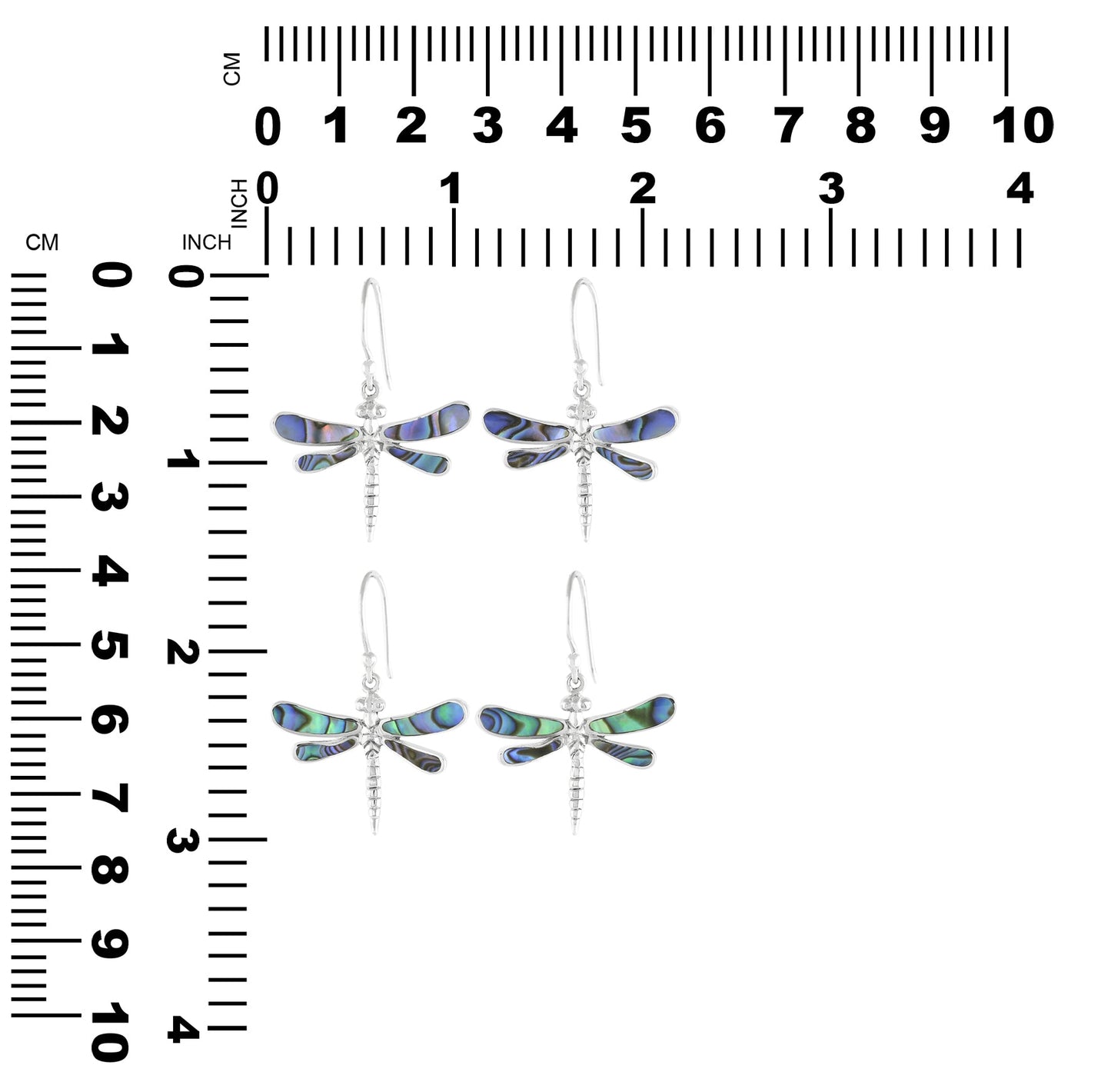 Starborn Abalone Shell Dragonfly Earrings in Sterling Silver