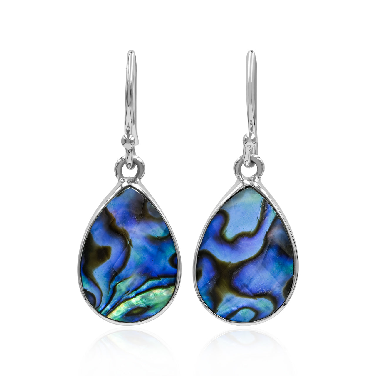 Starborn Abalone Shell Pear Faceted Earrings in Sterling Silver