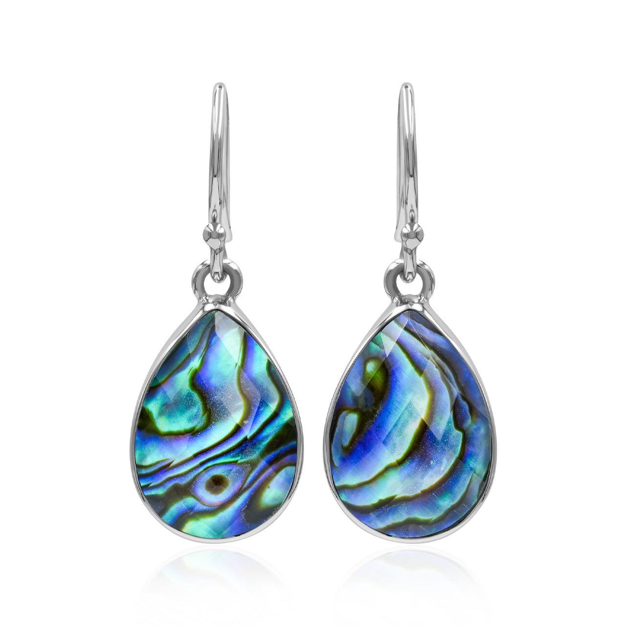 Starborn Abalone Shell Pear Faceted Earrings in Sterling Silver