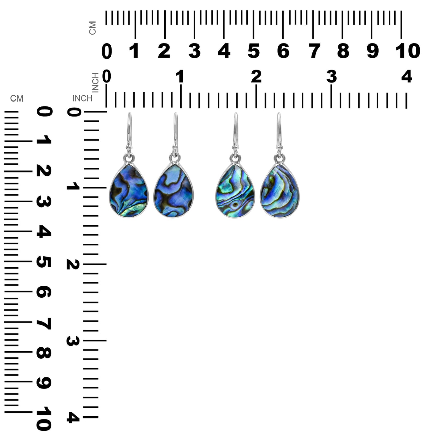 Starborn Abalone Shell Pear Faceted Earrings in Sterling Silver
