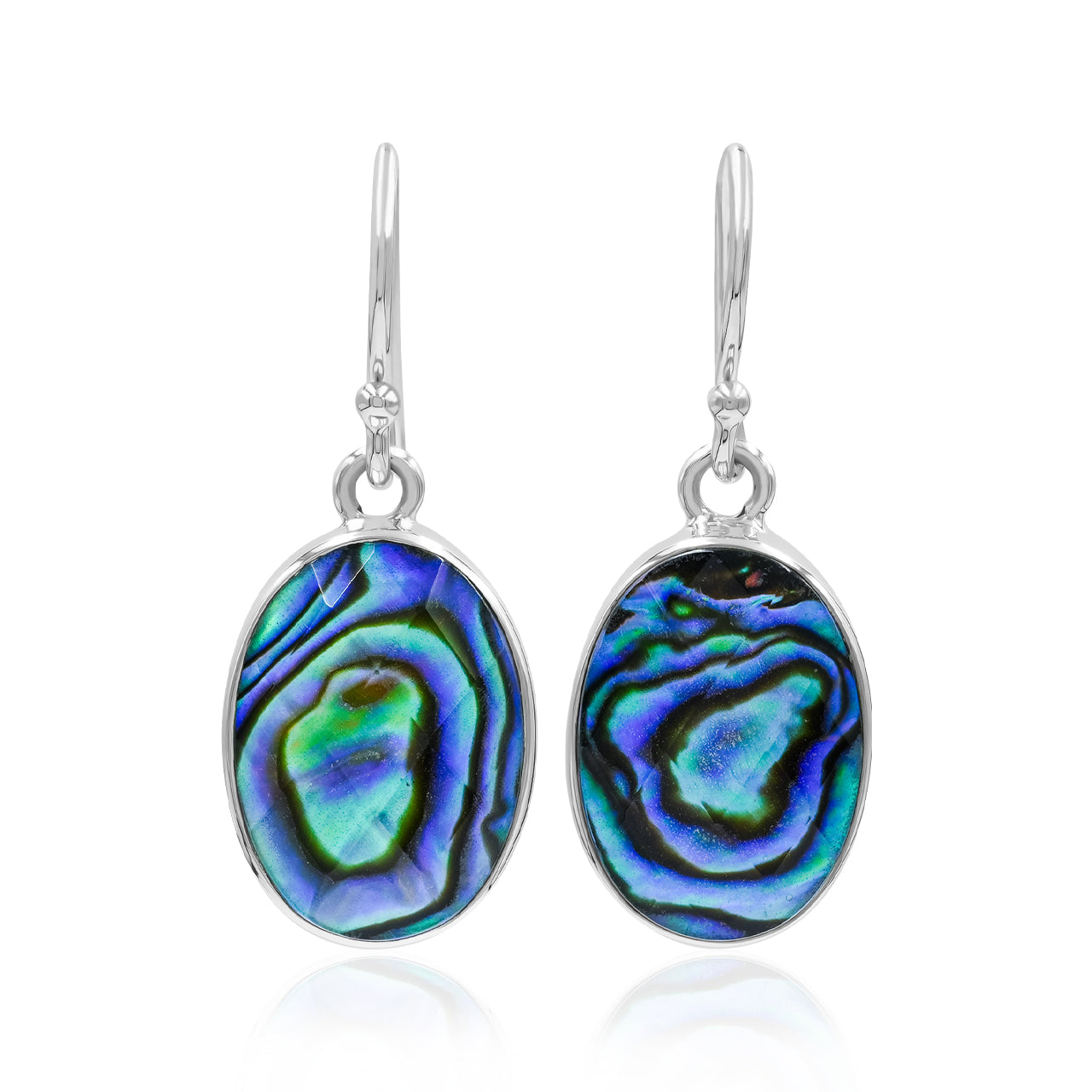 Starborn Abalone Shell Oval Faceted Earrings in Sterling Silver