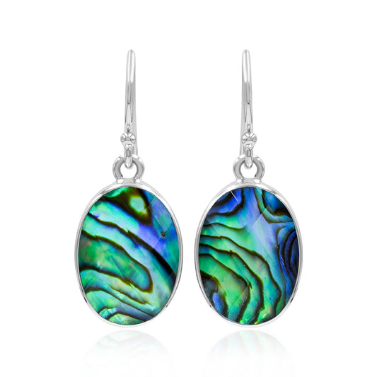 Starborn Abalone Shell Oval Faceted Earrings in Sterling Silver