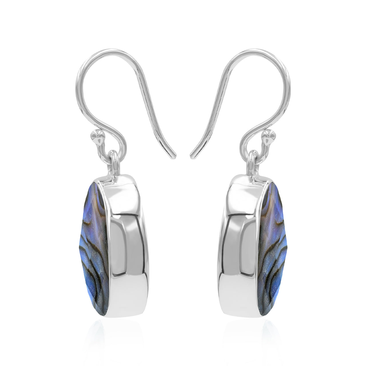 Starborn Abalone Shell Oval Faceted Earrings in Sterling Silver