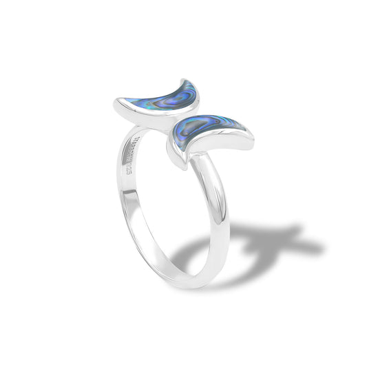 Starborn Abalone Shell Double Crescent Moon Rings in Sterling Silver