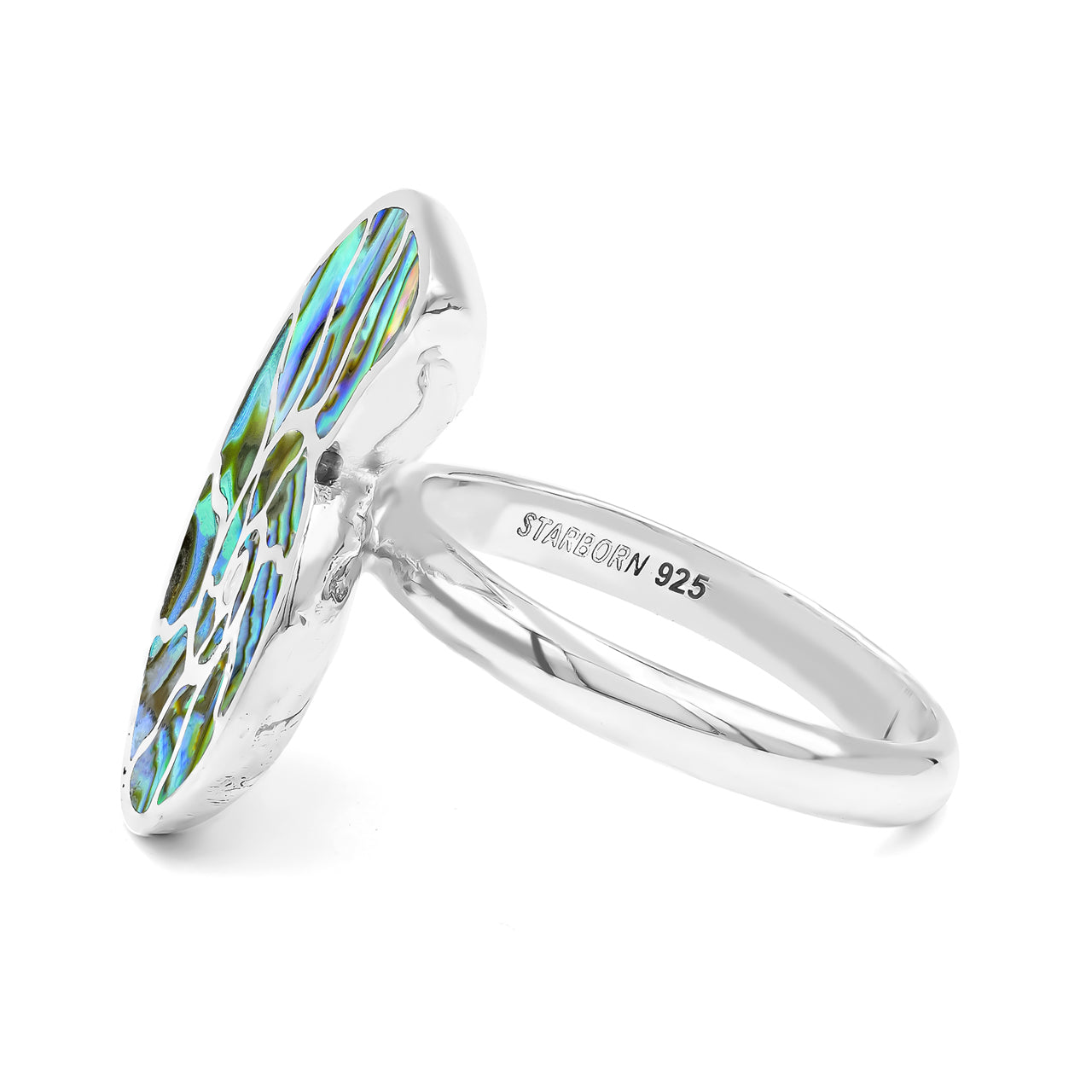 Starborn Abalone Shell Inlay Nautilus Ring in Sterling Silver