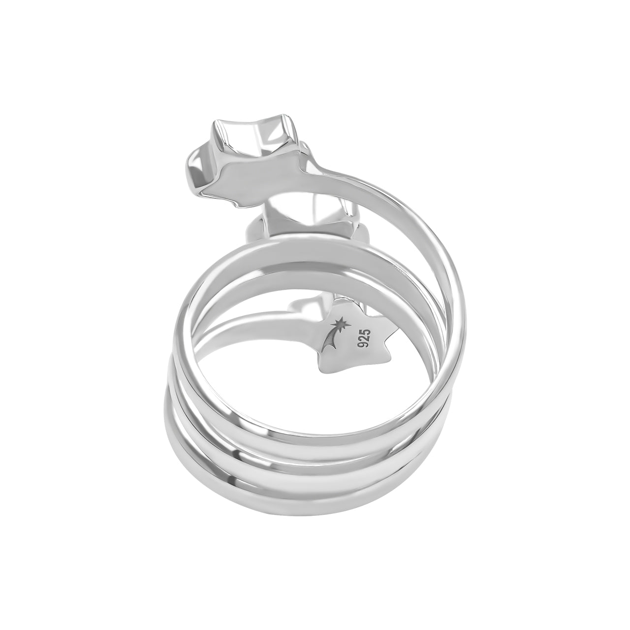 Starborn Abalone Shell 3-Star Spiral Ring in Fine Sterling Silver