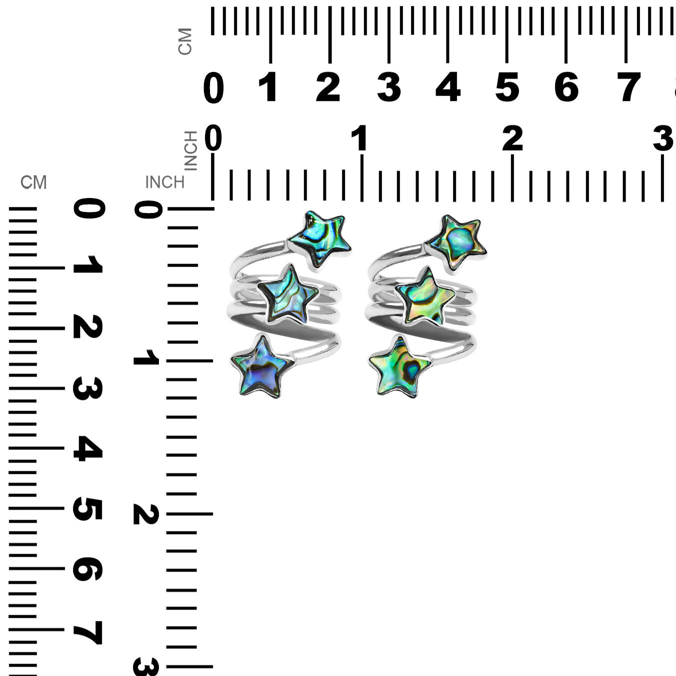 Starborn Abalone Shell 3-Star Spiral Ring in Fine Sterling Silver