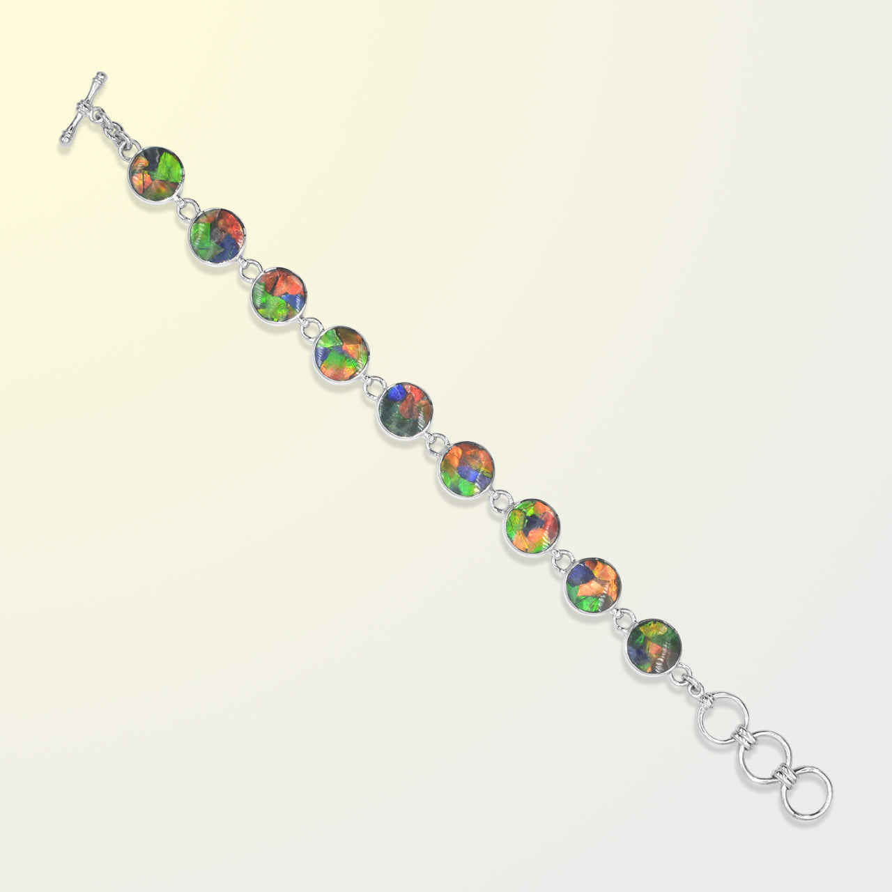 Starborn Ammolite Round Bracelet in Sterling Silver
