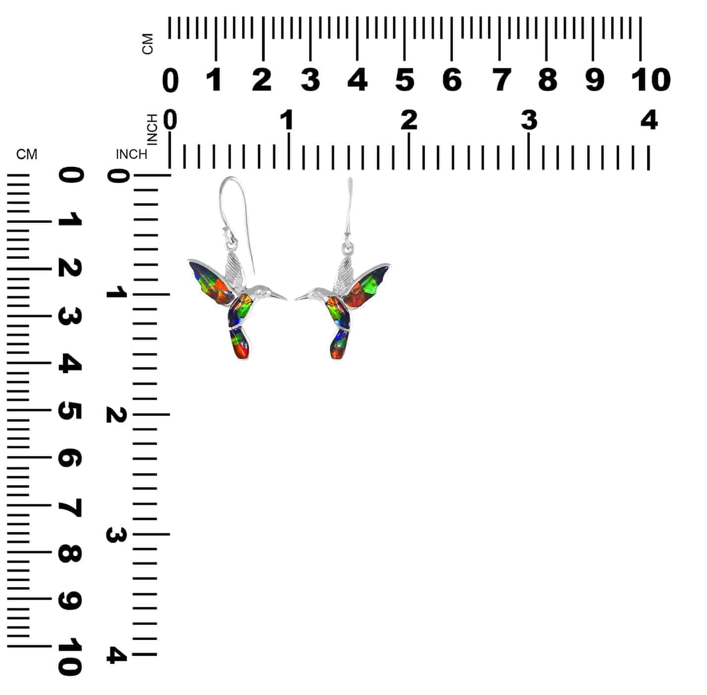 Starborn Ammolite and Sterling Silver Hummingbird Earrings
