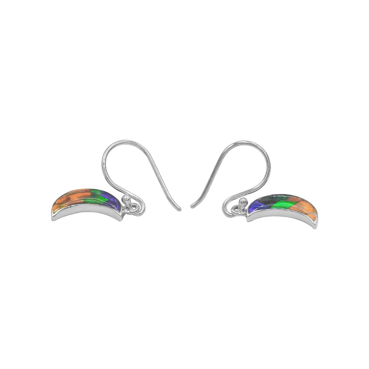 Starborn Ammolite Crescent Moon Sterling Silver Drop Earrings