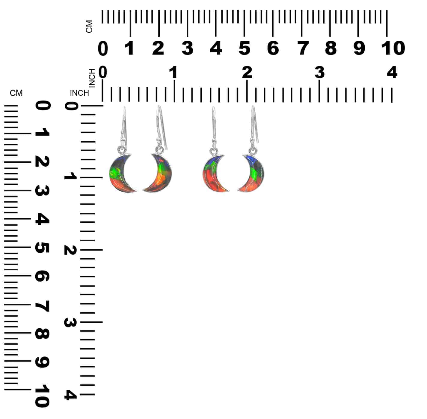 Starborn Ammolite Crescent Moon Sterling Silver Drop Earrings