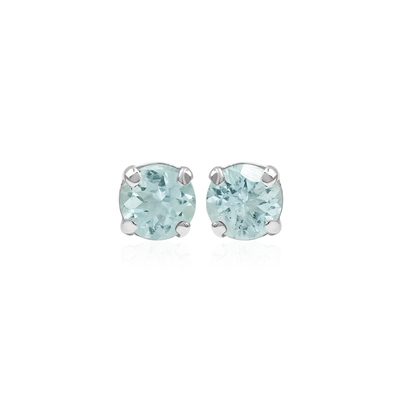 Starborn Aquamarine Faceted Round 5mm Post Earrings in Sterling Silver