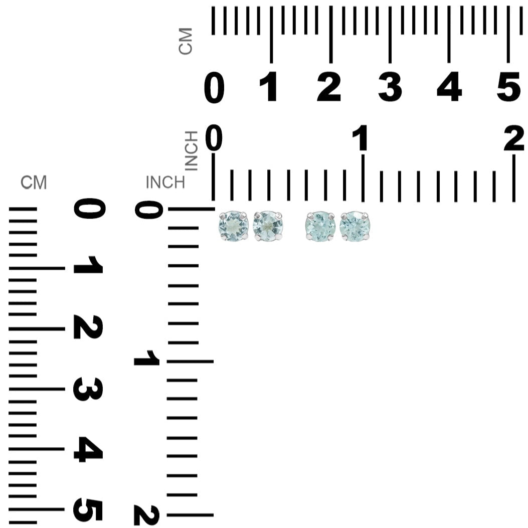 Starborn Aquamarine Faceted Round 5mm Post Earrings in Sterling Silver