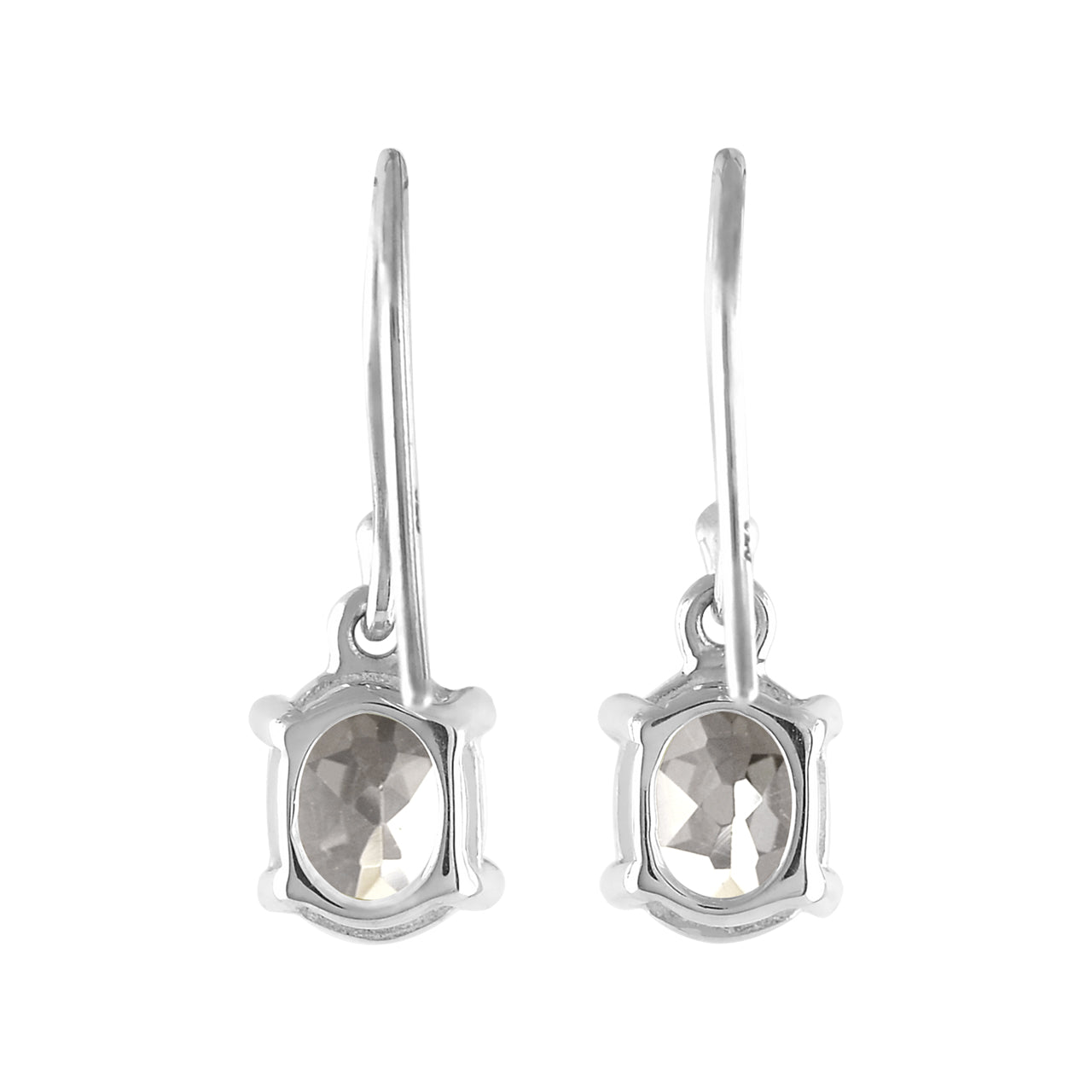 Starborn Danburite Faceted Oval Prong Set Dangle Earrings in Sterling Silver