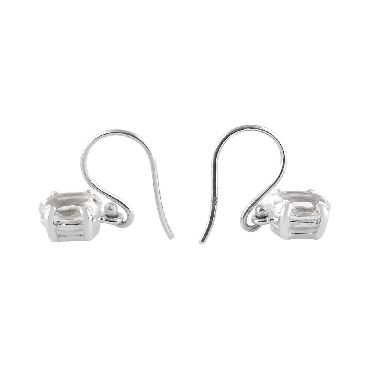 Starborn Danburite Faceted Oval Prong Set Dangle Earrings in Sterling Silver