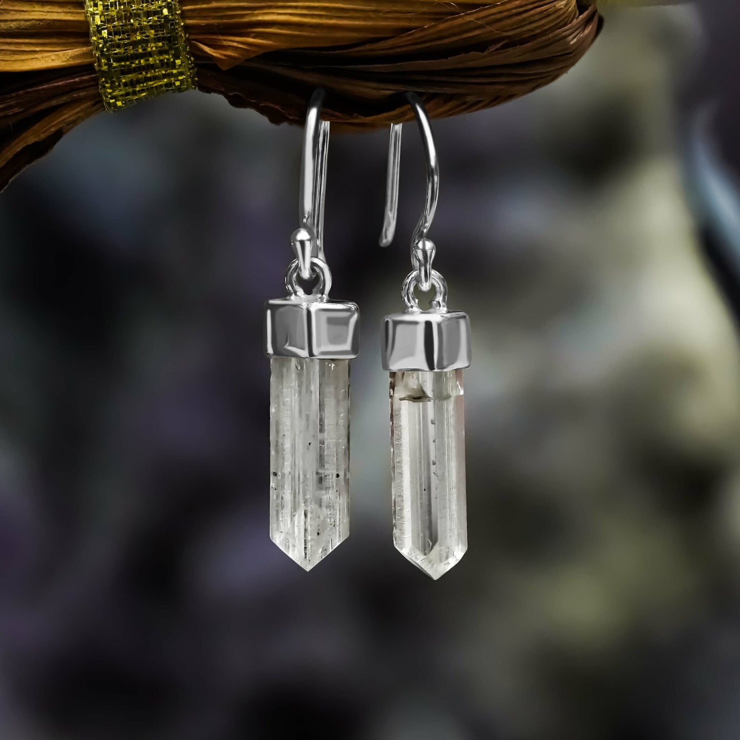 Starborn Danburite Crystal Point Sterling Silver Drop Earrings