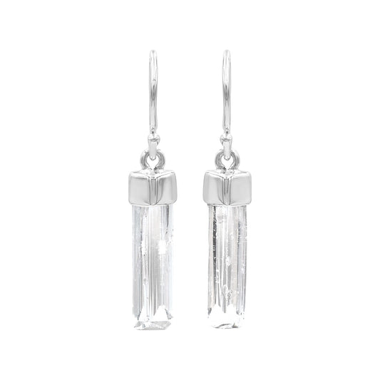 Starborn Danburite Crystal Point Sterling Silver Drop Earrings