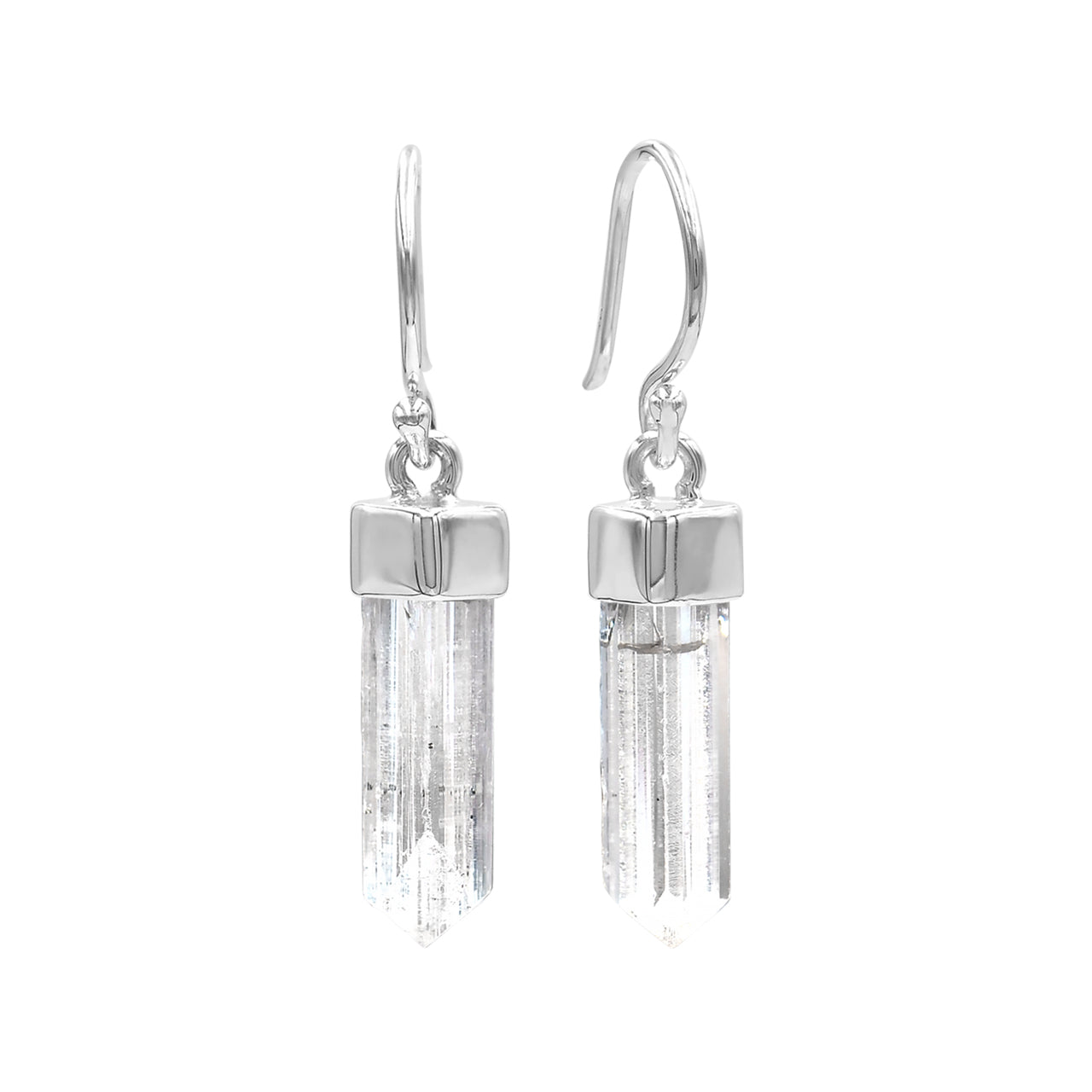 Starborn Danburite Crystal Point Sterling Silver Drop Earrings