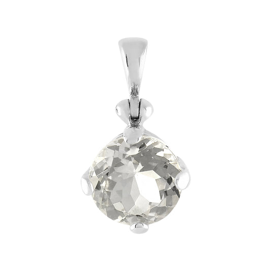Starborn Danburite Faceted Round Pendant in Sterling Silver