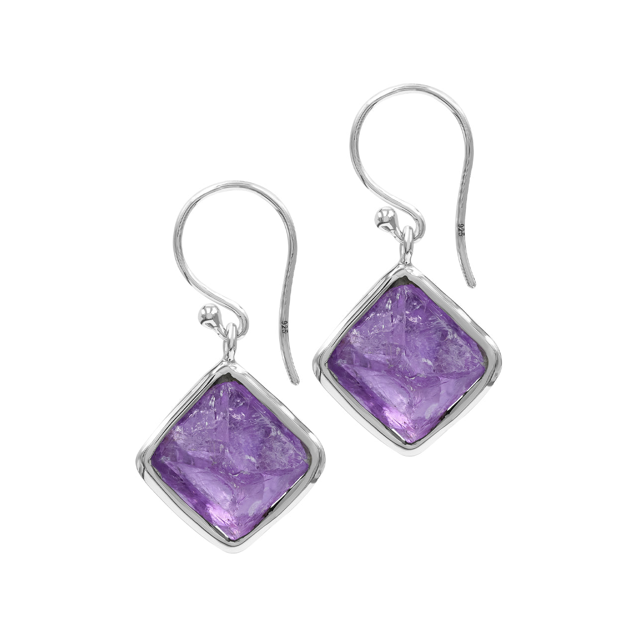 Starborn Fluorite Wrapped Dangle Earrings in Sterling Silver
