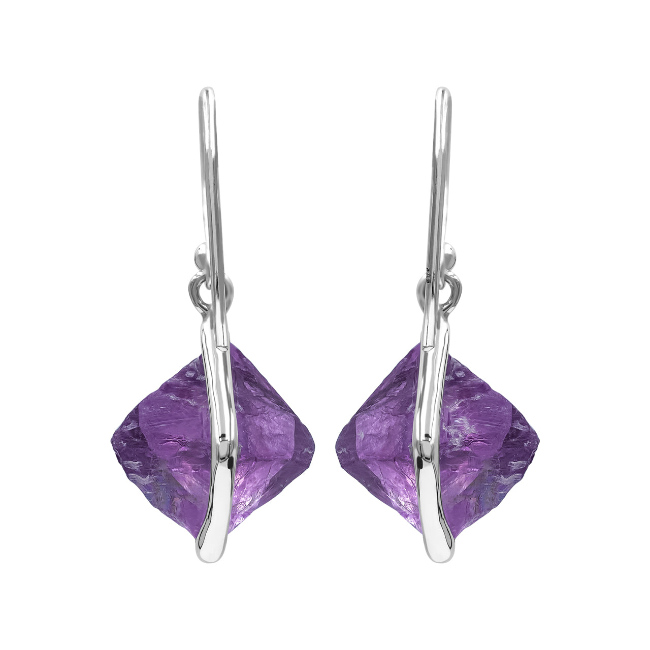 Starborn Fluorite Wrapped Dangle Earrings in Sterling Silver