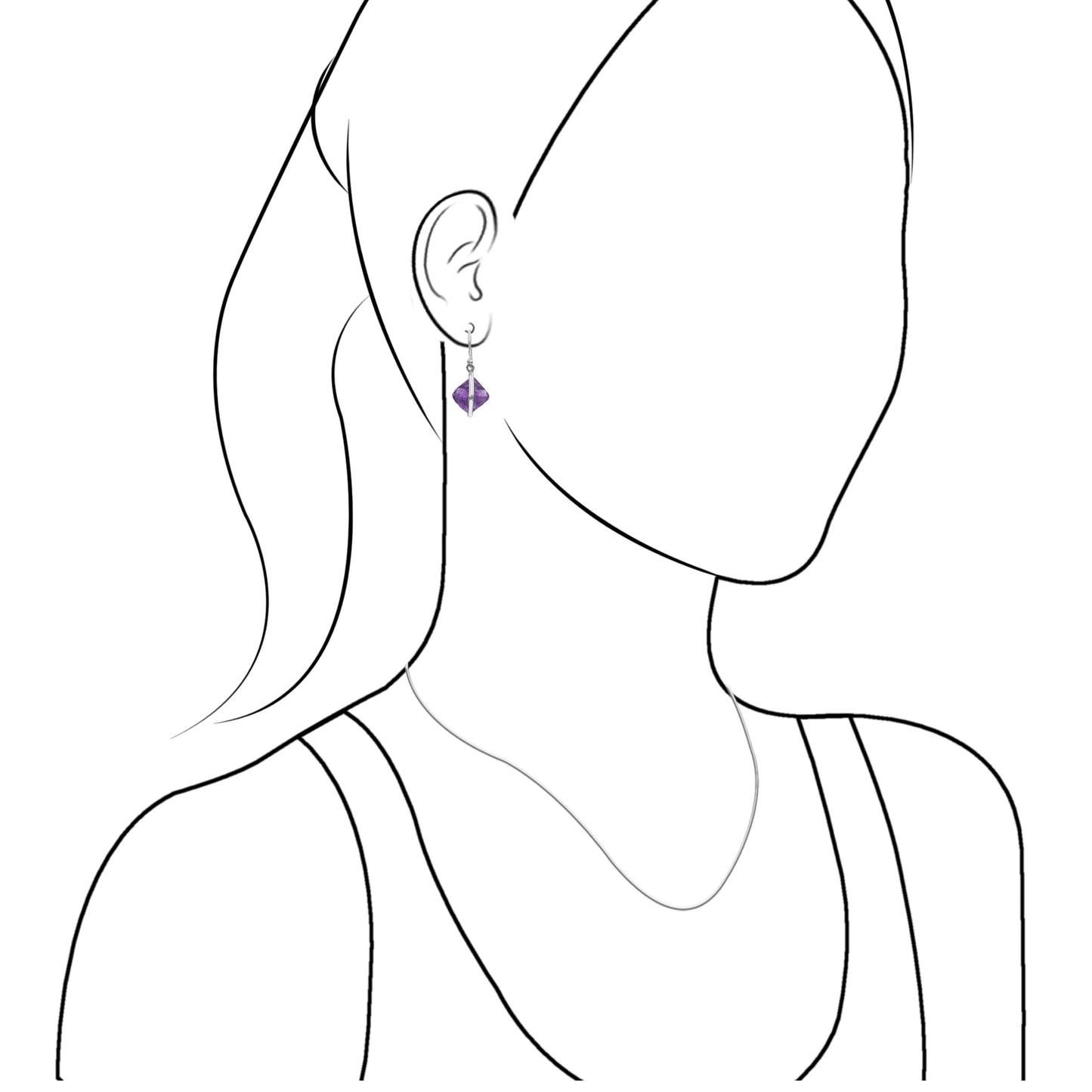 Starborn Fluorite Wrapped Dangle Earrings in Sterling Silver