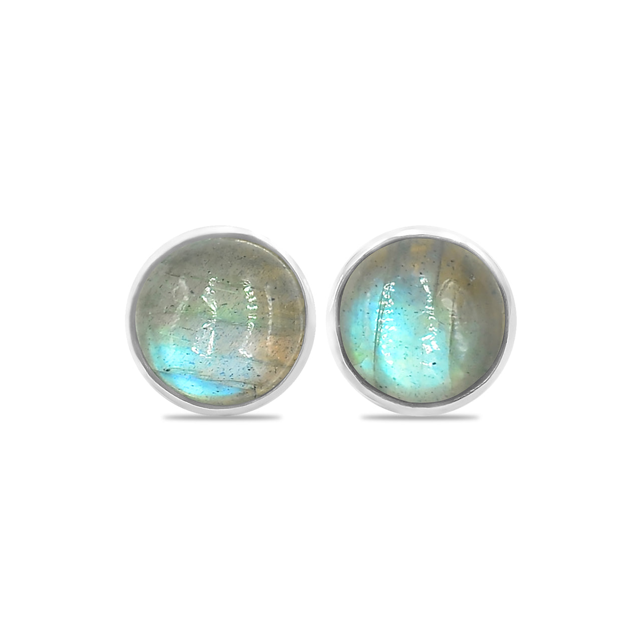 Starborn Labradorite Round Post Earrings in Sterling Silver