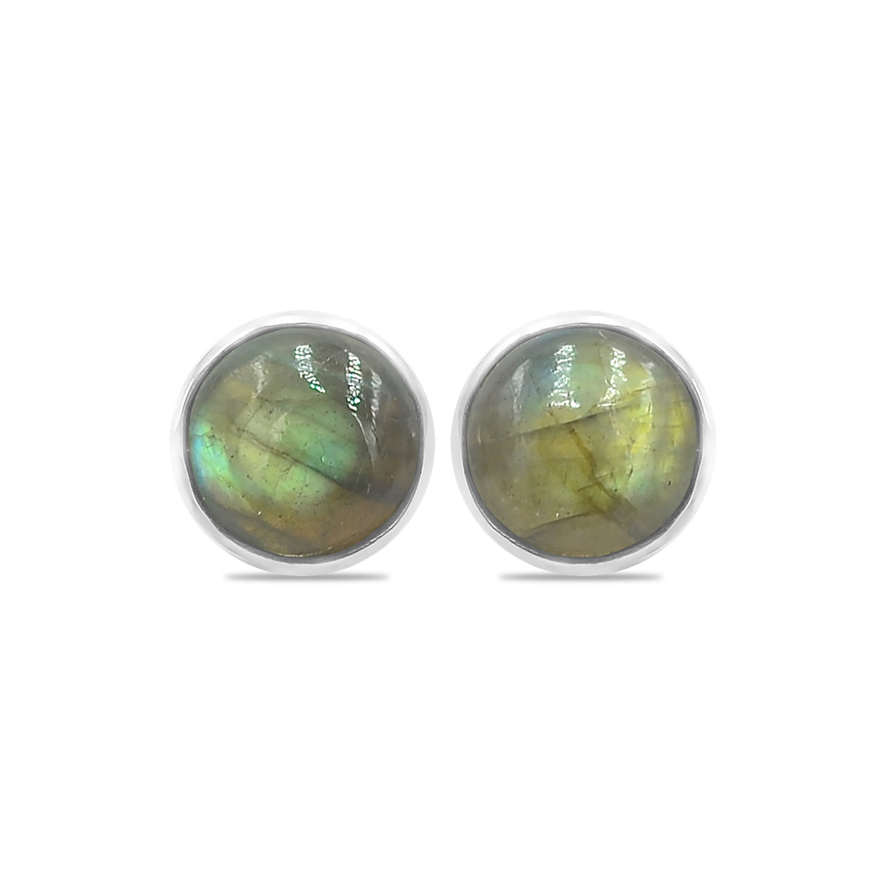Starborn Labradorite Round Post Earrings in Sterling Silver