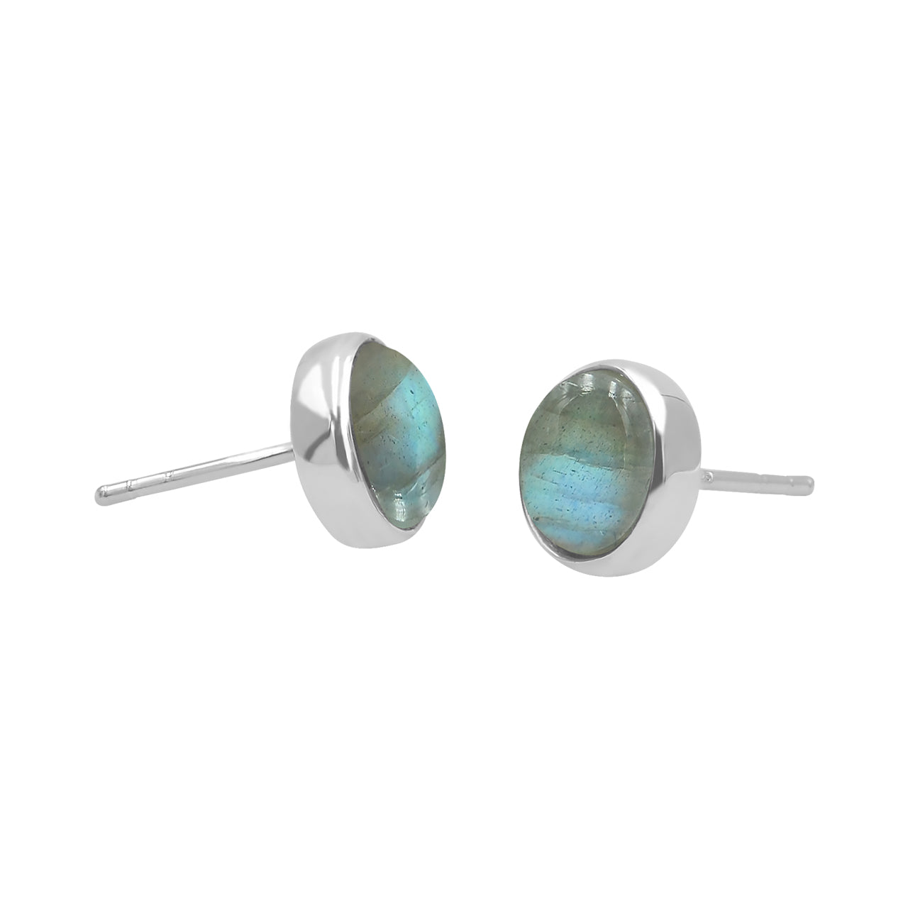Starborn Labradorite Round Post Earrings in Sterling Silver