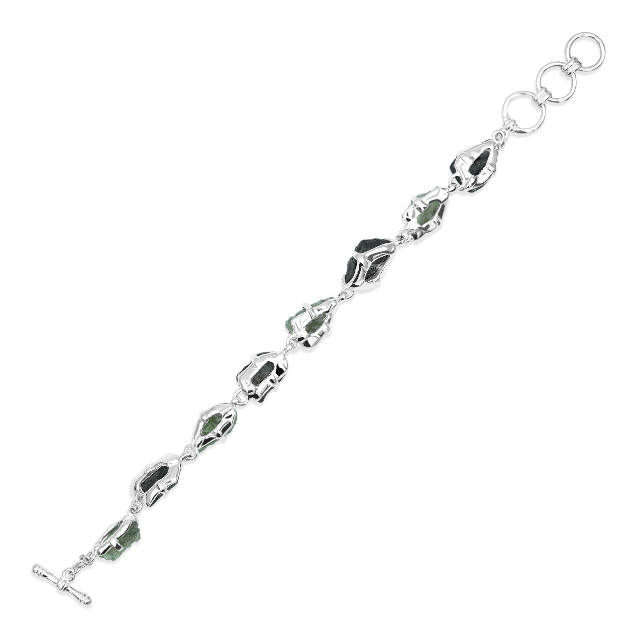 Starborn Agoudal Iron Meteorite and Moldavite Bracelet in Sterling Silver