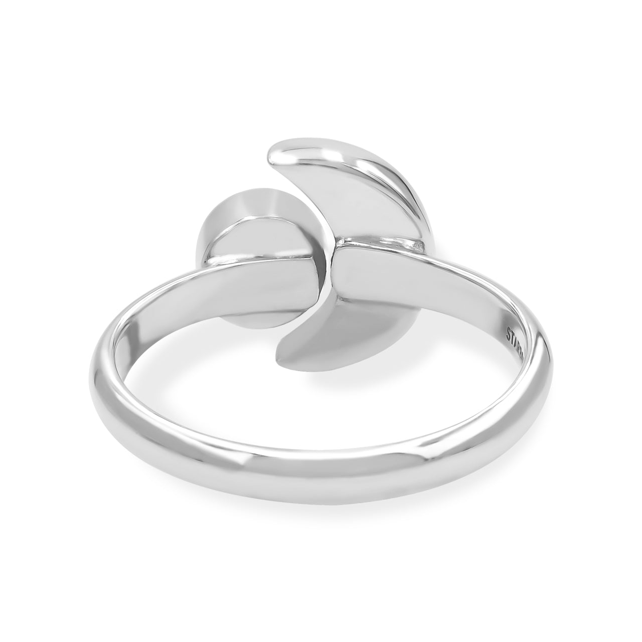 Starborn Turquoise and Faceted Blue Topaz Crescent Moon Ring in Sterling Silver