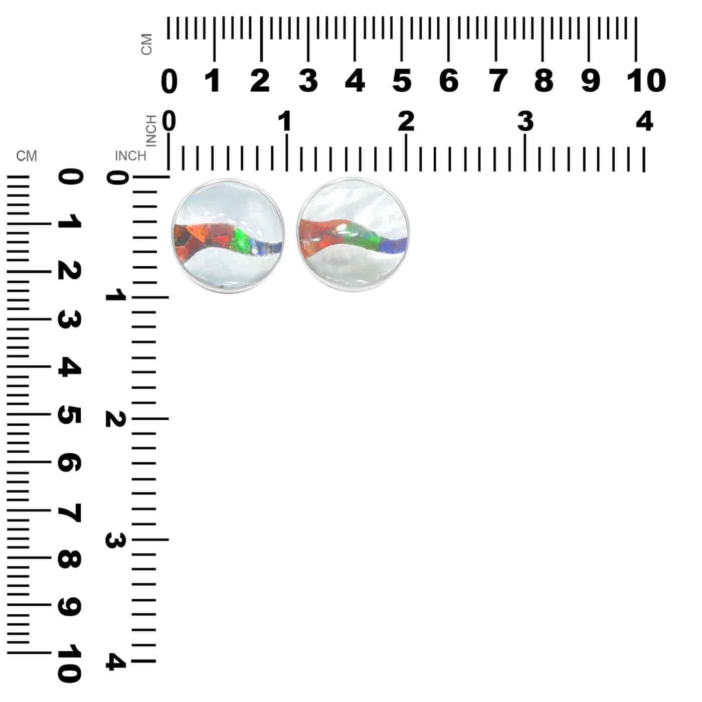 Starborn Round Mother of Pearl with Ammolite Inlay Ring in Sterling Silver