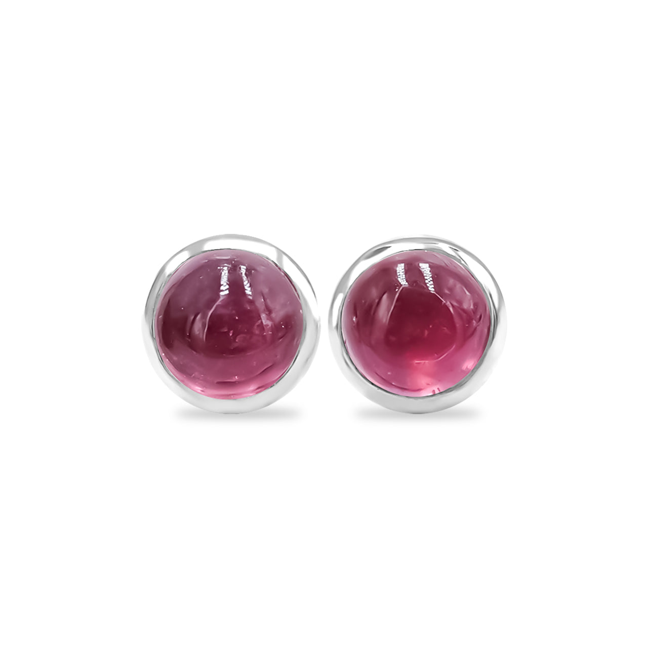 Starborn Ruby Round Shaped Post Style Earrings in Sterling Silver