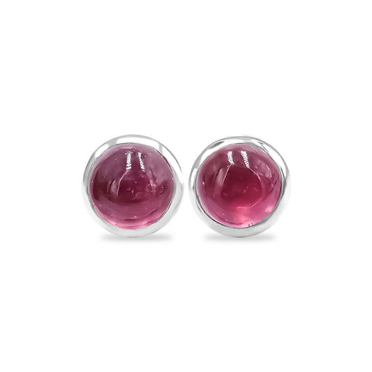 Starborn Ruby Round Shaped Post Style Earrings in Sterling Silver
