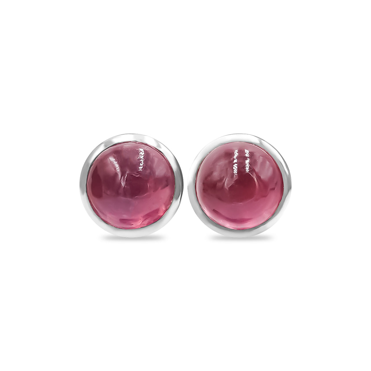 Starborn Ruby Round Shaped Post Style Earrings in Sterling Silver