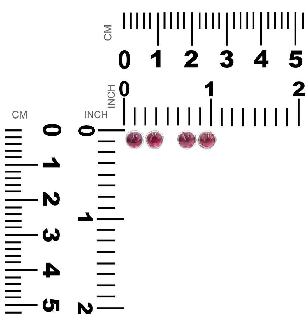 Starborn Ruby Round Shaped Post Style Earrings in Sterling Silver