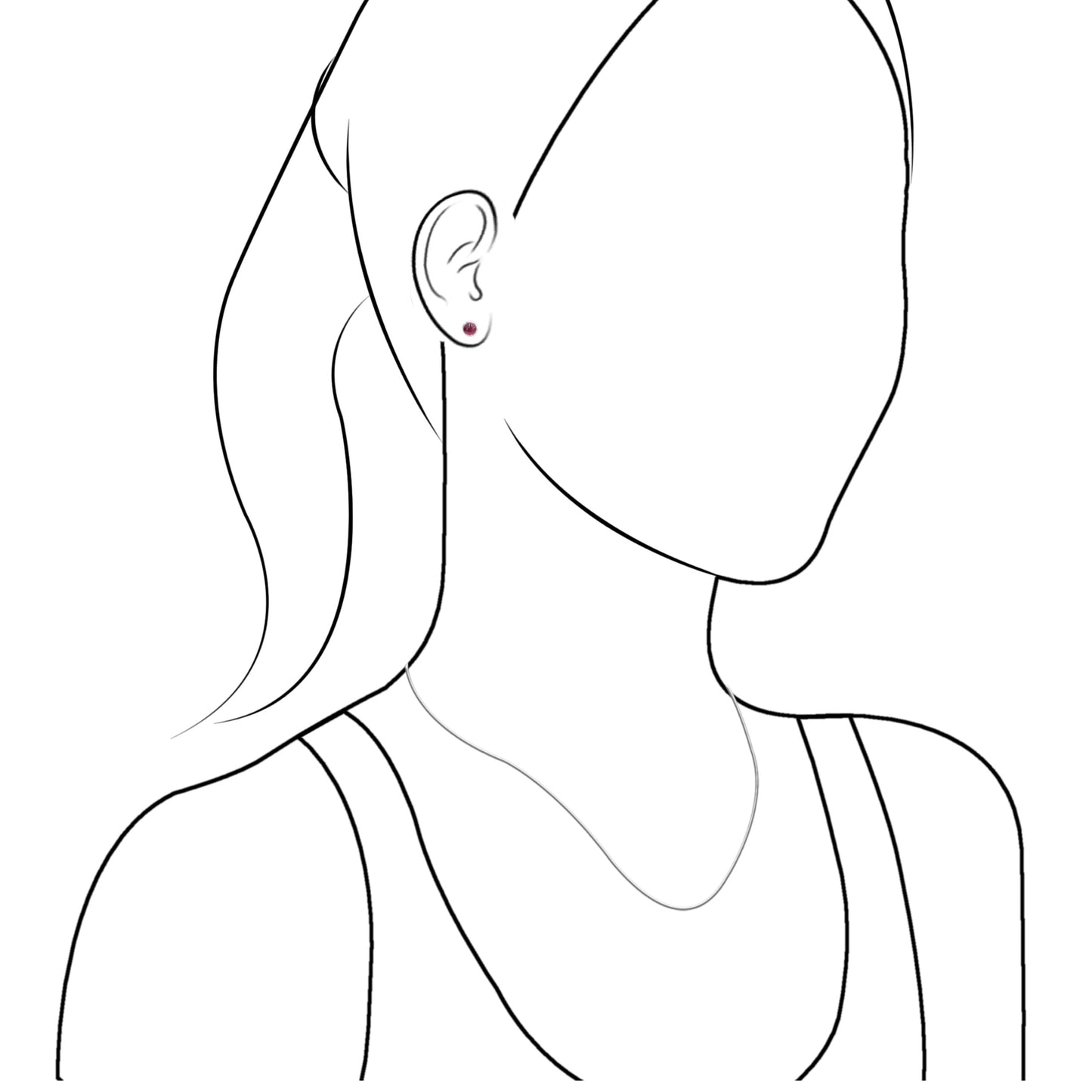 Starborn Ruby Round Shaped Post Style Earrings in Sterling Silver