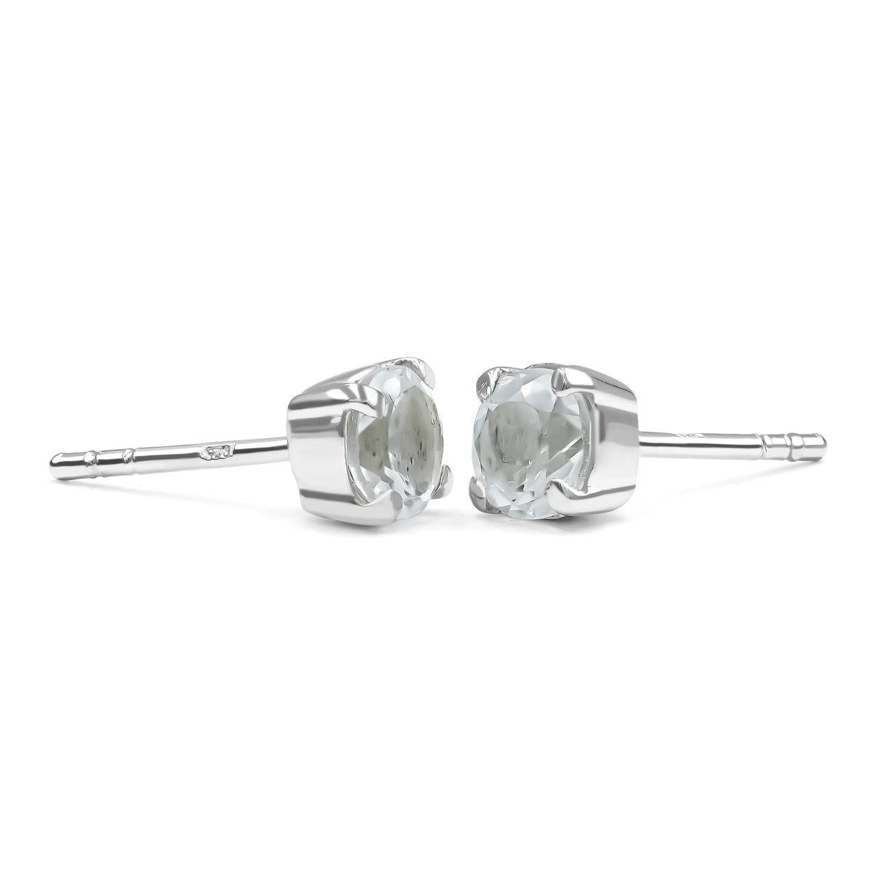 Starborn Round Faceted White Topaz Post Style Earrings in Sterling Silver