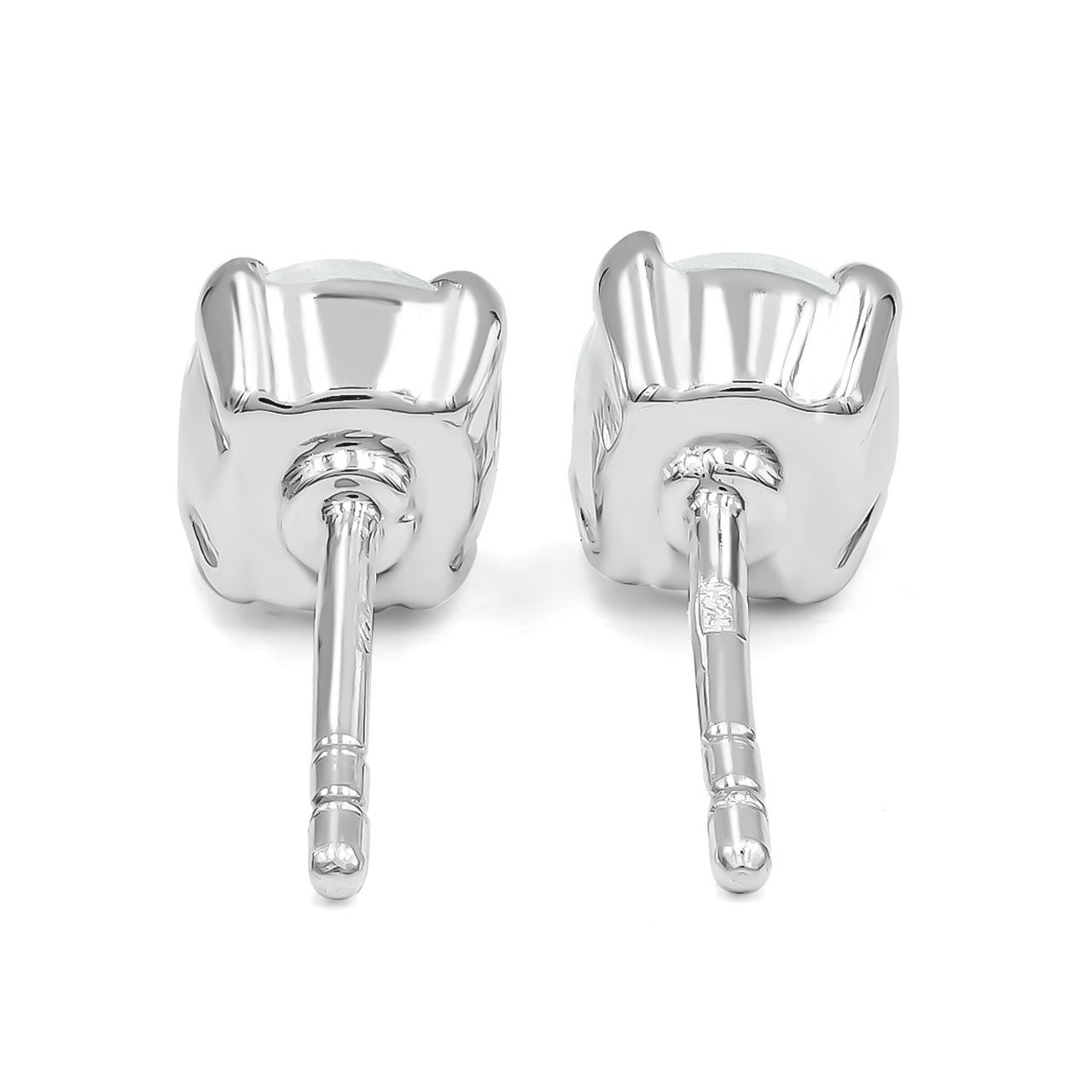 Starborn Round Faceted White Topaz Post Style Earrings in Sterling Silver