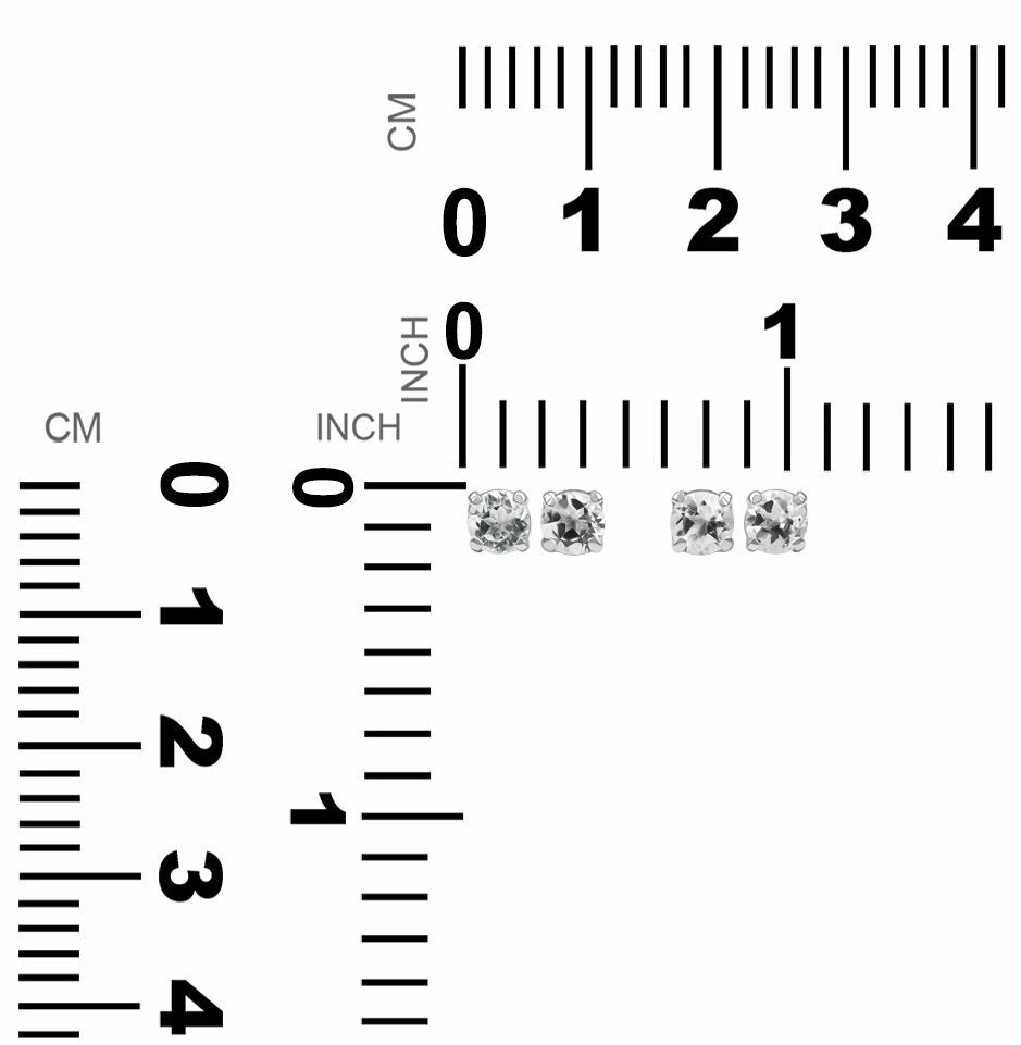 Starborn Round Faceted White Topaz Post Style Earrings in Sterling Silver