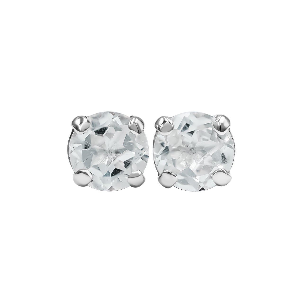 Starborn Round Faceted White Topaz Post Style Earrings in Sterling Silver