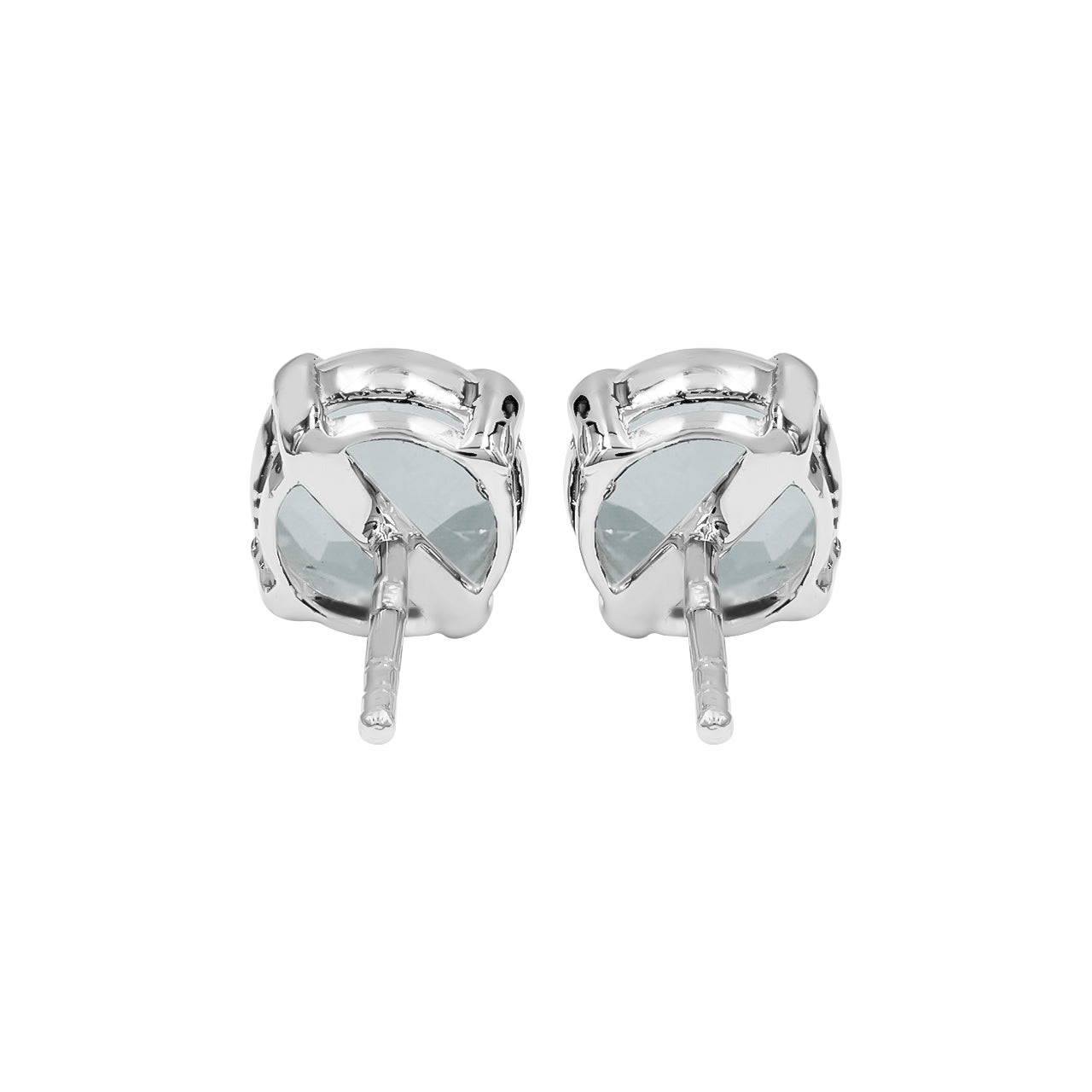 Starborn Round Faceted White Topaz Post Style Earrings in Sterling Silver