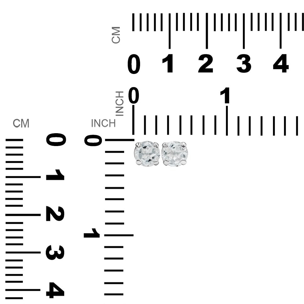 Starborn Round Faceted White Topaz Post Style Earrings in Sterling Silver