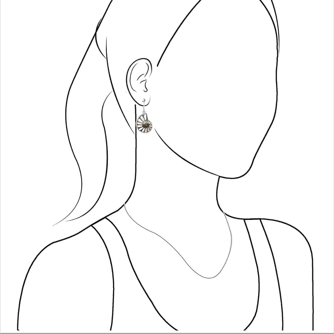 Starborn Mother of Pearl Inlaid Ammonite Earrings in Sterling Silver