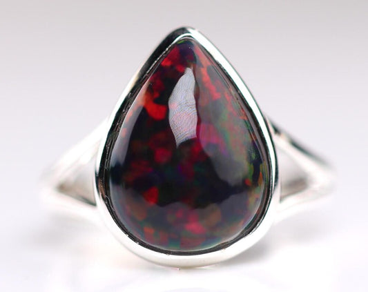 Size 6 - Black Ethiopian Opal Ring