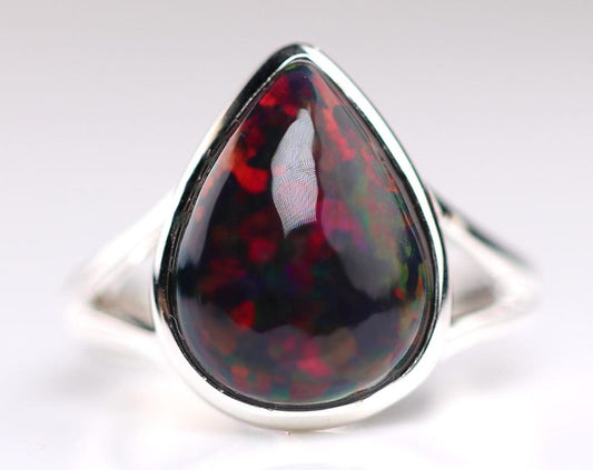Size 6 - Black Ethiopian Opal Ring